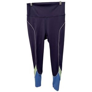WILO Activewear Color Block Leggings Athletic‎ Workout Yoga Gym Blue Green L